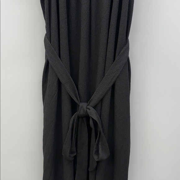 NWT H&M Woven Gauze V-Neck Sleeveless Belted Wide Leg Jumpsuit Black 4XL - Picture 5 of 10